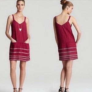 Theory Sially Pink Striped Beaded Sleeveless Mini Dress Womens Size 10